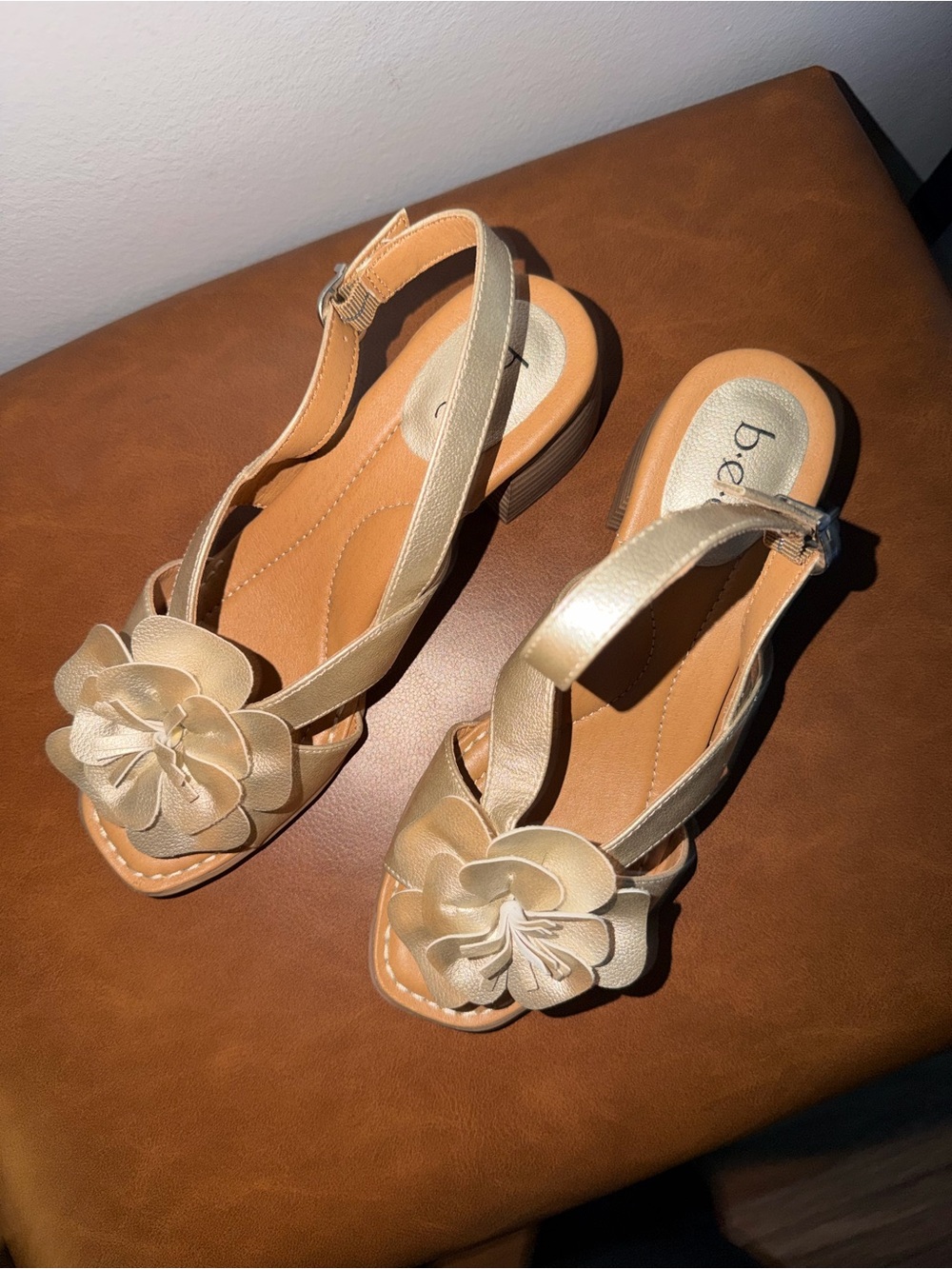 Beige Floral Slingback Sandals for Women